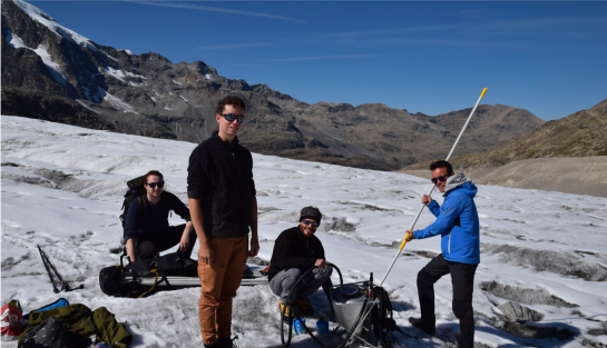 Annual field work is conducted on the Morteratsch and Pers glaciers in Switzerland